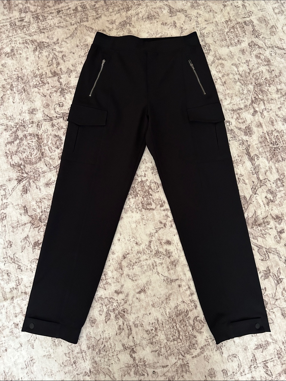 Athleta Black Cargo Jogger Pants with Zippered Front Pockets